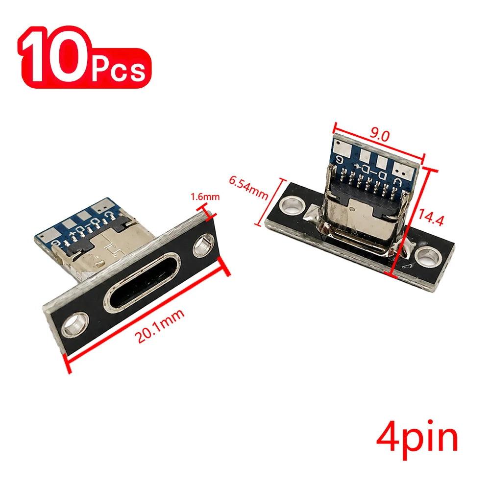 5 10 2Pin 4Pin Type-c Female Connector Jack Data Charging Port Small Zpaxo 4pin-10pcs