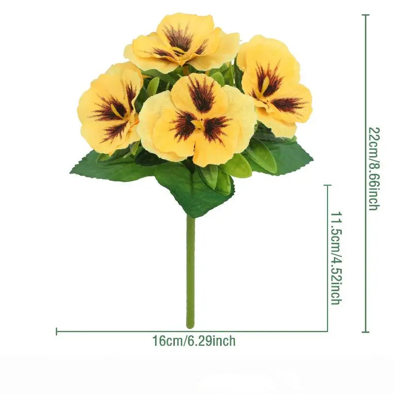 Artificial Pansy Flowers Silk Rose Bouquet Realistic DIY Simulated Floral Arrangement Wedding Home Party Table Centerpiece Zpaxo A9