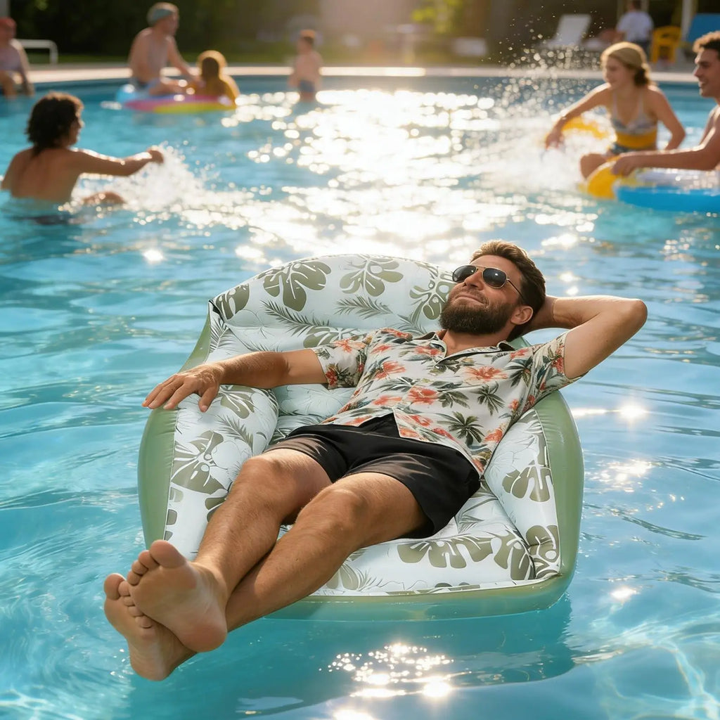 Pool Rafts Adults Inflatable Lounger Ergonomic Headrest Floating Zpaxo