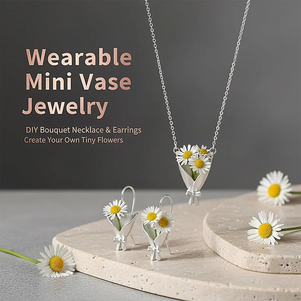 Vase Necklace Fashion DIY Flower Earrings Women Jewelry Pendant Tiny Zpaxo