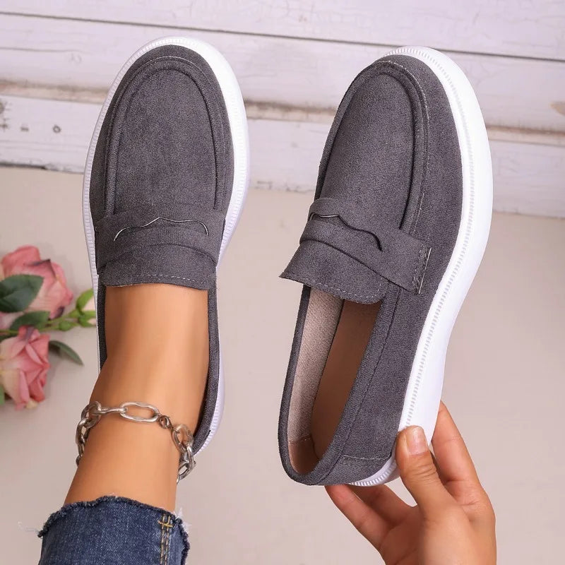 2026 Women's Sneakers Spring Slip Thick Soled Comfort Shoes Suede Zpaxo