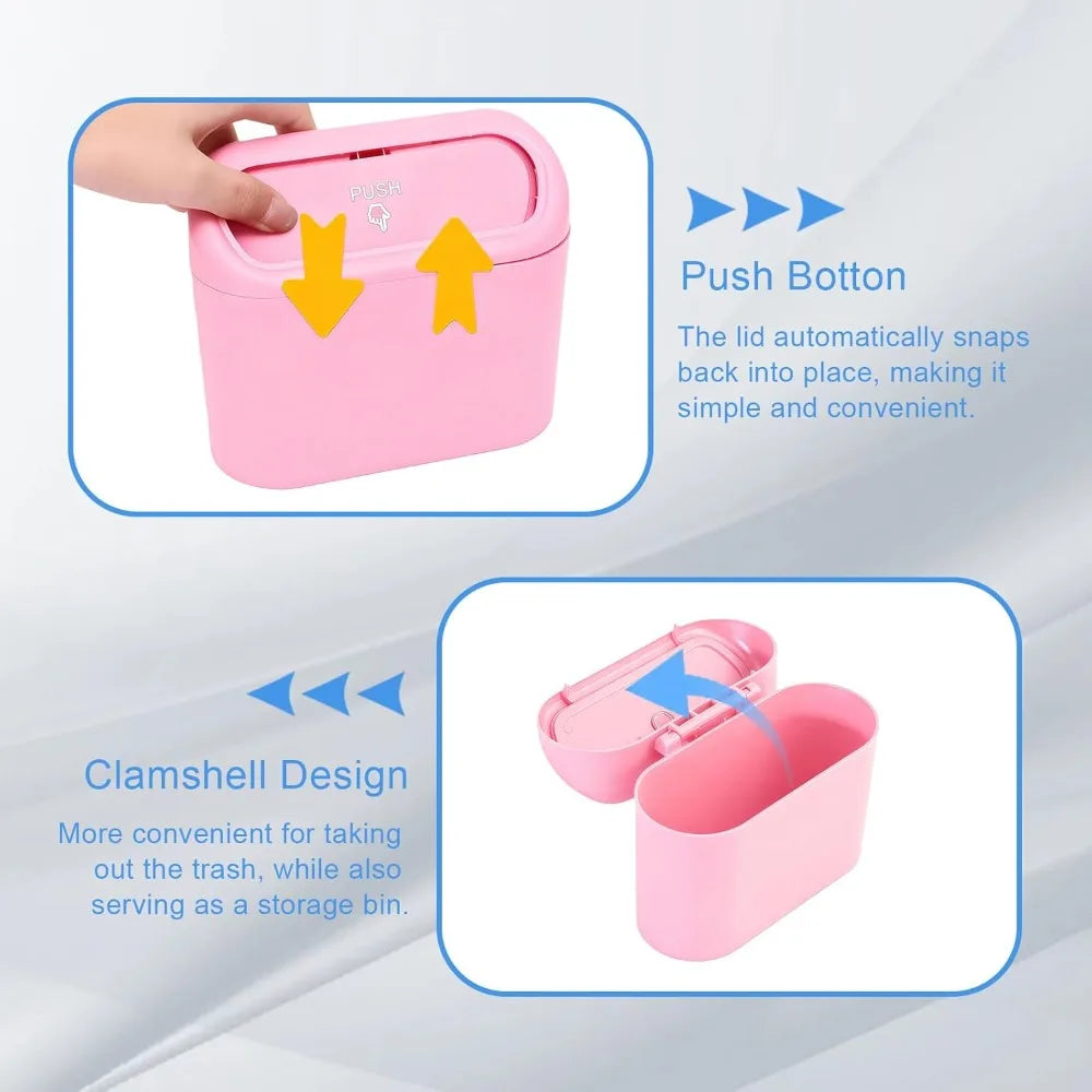 Car Small Trash Can Lid Leakproof Mini Garbage Waterproof Push Button Zpaxo
