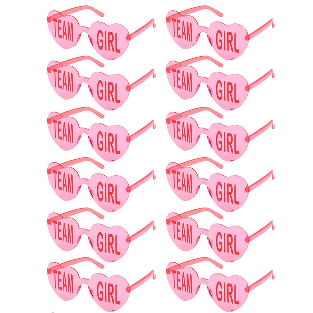 1/8/12Pcs Baby Gender Reveal Glasses Heart Shaped Team Boy Team Girl Sunglasses Baby Shower Decor Party Favors Zpaxo 12Pcs Pink