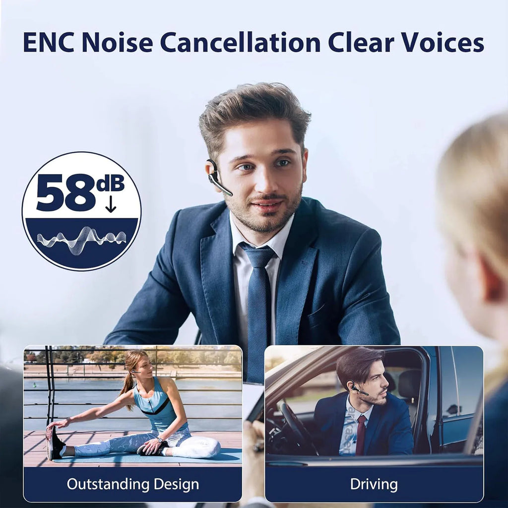 Wireless Headset Single-ear Bluetooth Noise-canceling Mic USB Dongle Zpaxo