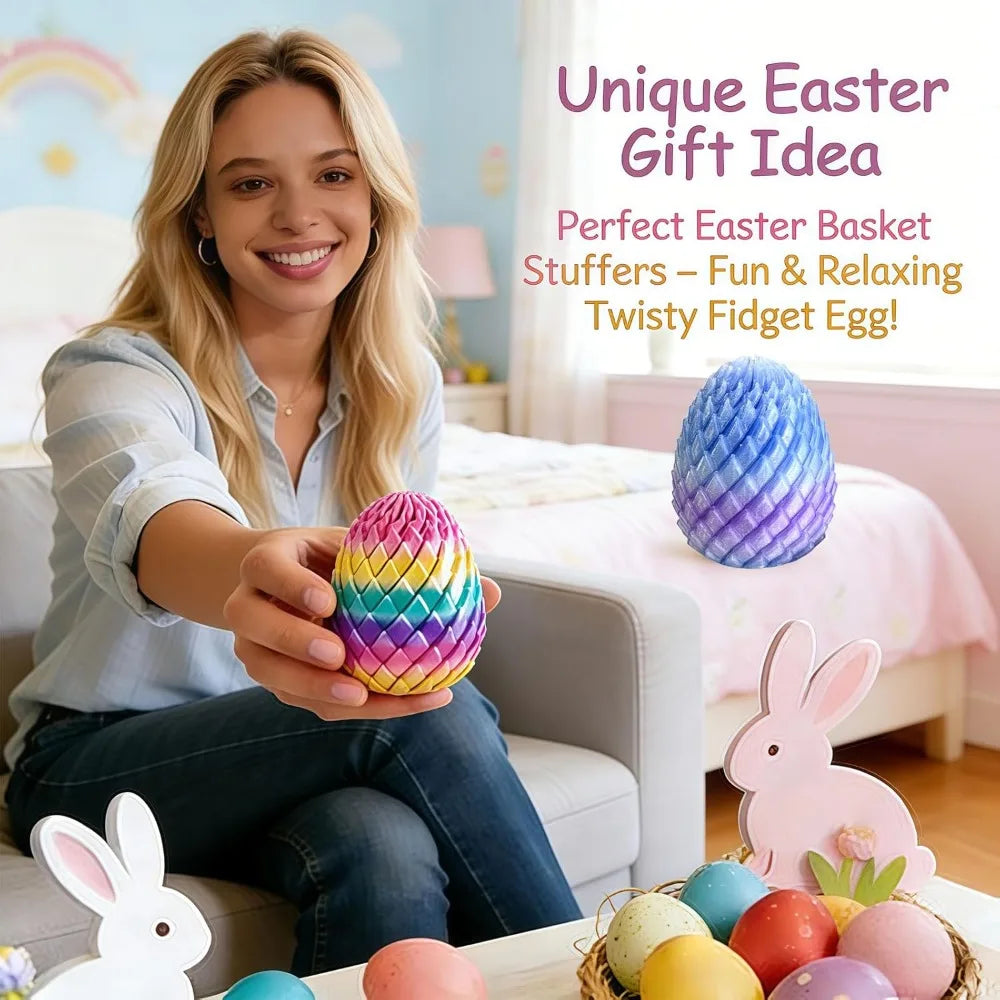 Twisty Fidget Egg 3D Printed Slippery Easter Stuffers Basket Zpaxo