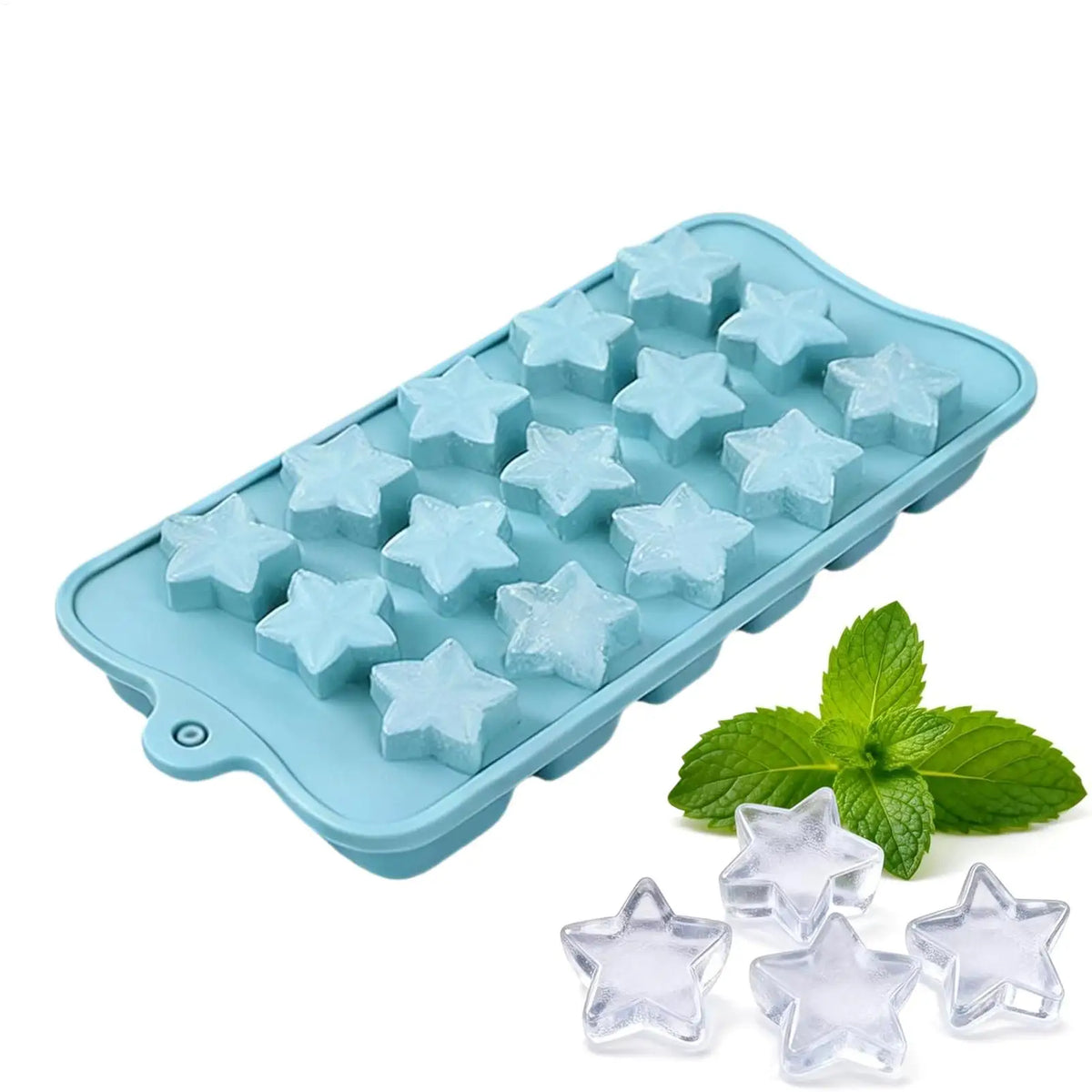 Star Silicone Mold 15 Cavity Blue Shape Easy Release Ice Cube Tray Zpaxo