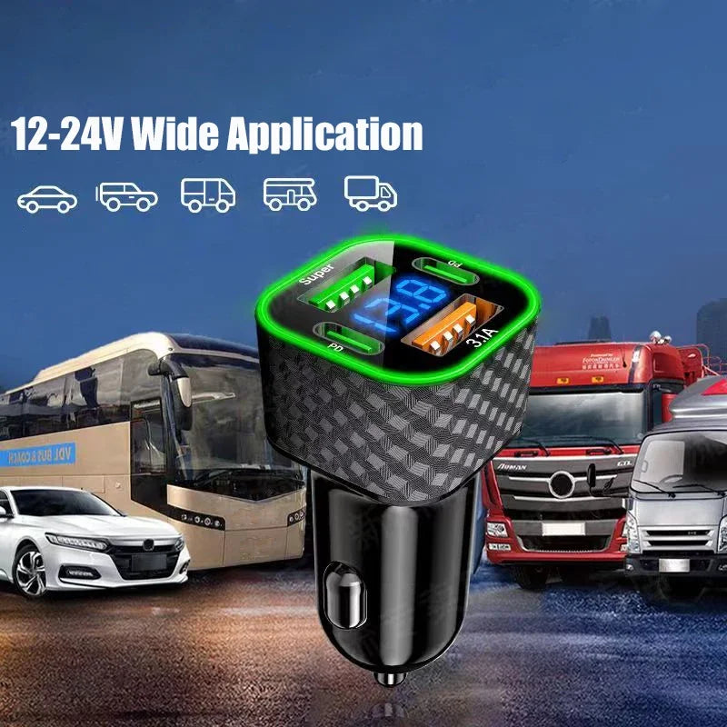 UYUXIO Dual USB C Car Charger Voltage Display Fast Charging Adapter 1 Zpaxo