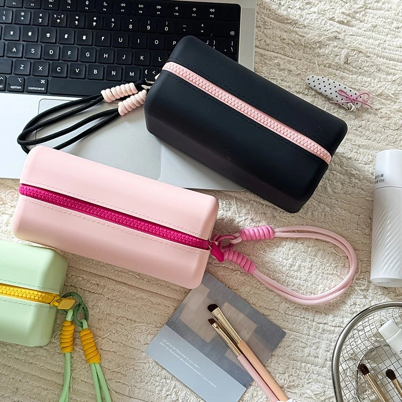 Large Silicone Makeup Bag Multifunctional Toiletry Pouch Hand Strap Zpaxo