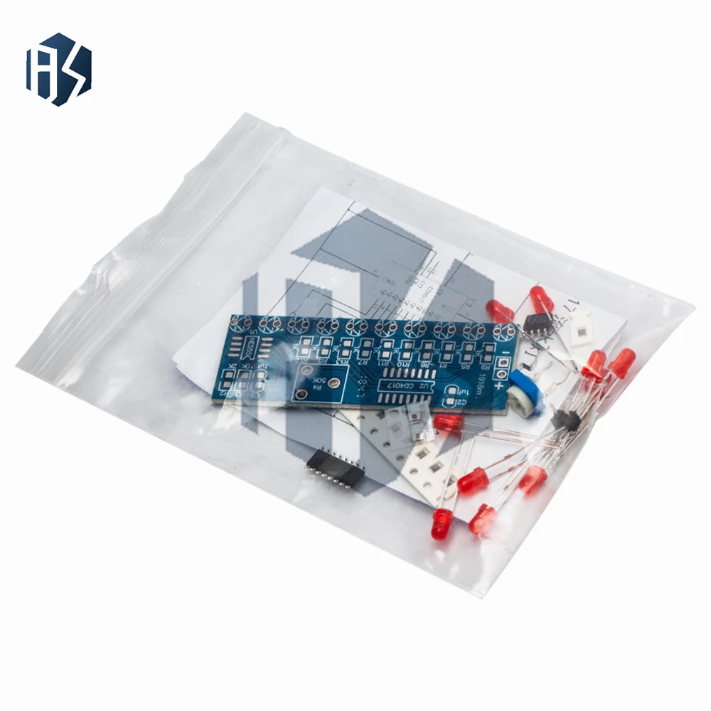 1~10PCS DIY Electronic Kit (NE555 + CD4017): Running LED Flow Light Production Suite Zpaxo