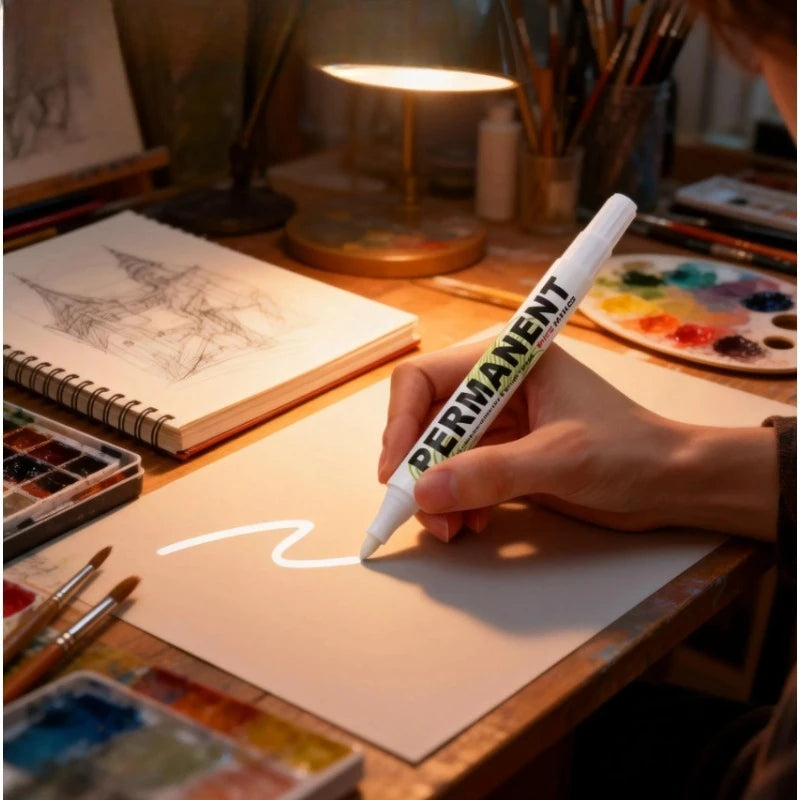 Metal White Marker Pen Alcohol Oily Waterproof Tire Graffiti Pens Zpaxo
