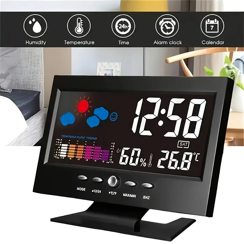 Large Backlit Display Digital Clock Voice Control Weather Station 12 Zpaxo