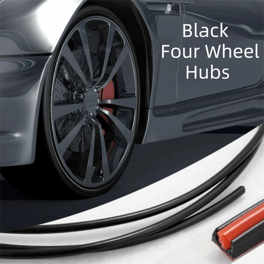 Universal Fit Wheel Hub Decorative Strip Full Rim Cover Anti-scratch Zpaxo Black
