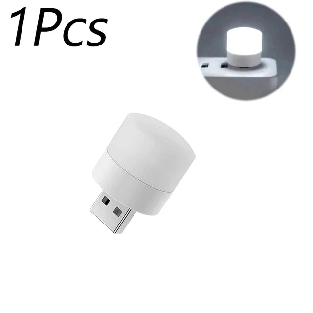 1- Mini USB LED Light Portable Plug Lamp Eye Protection Book Reading Zpaxo 1PCS-White