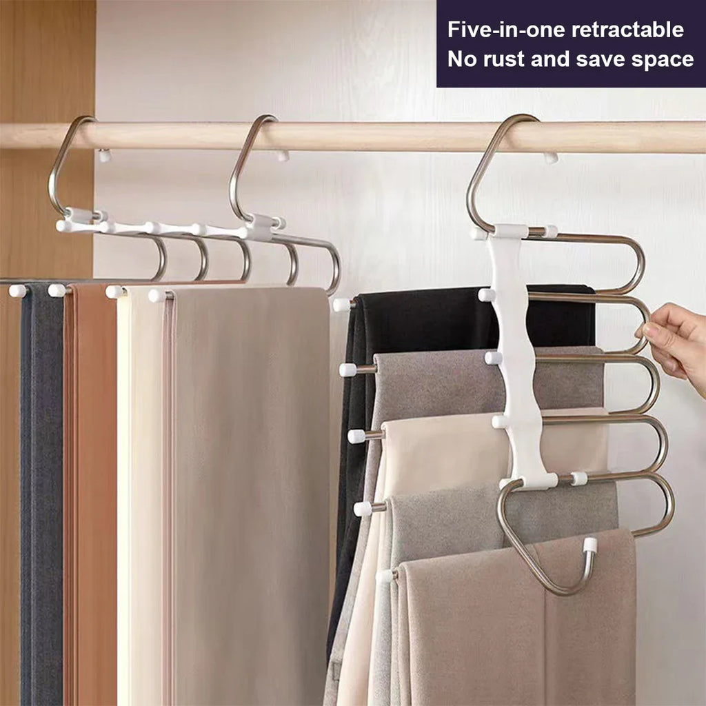 Stainless Steel Retractable Trouser Rack Folding Multi-functional Zpaxo