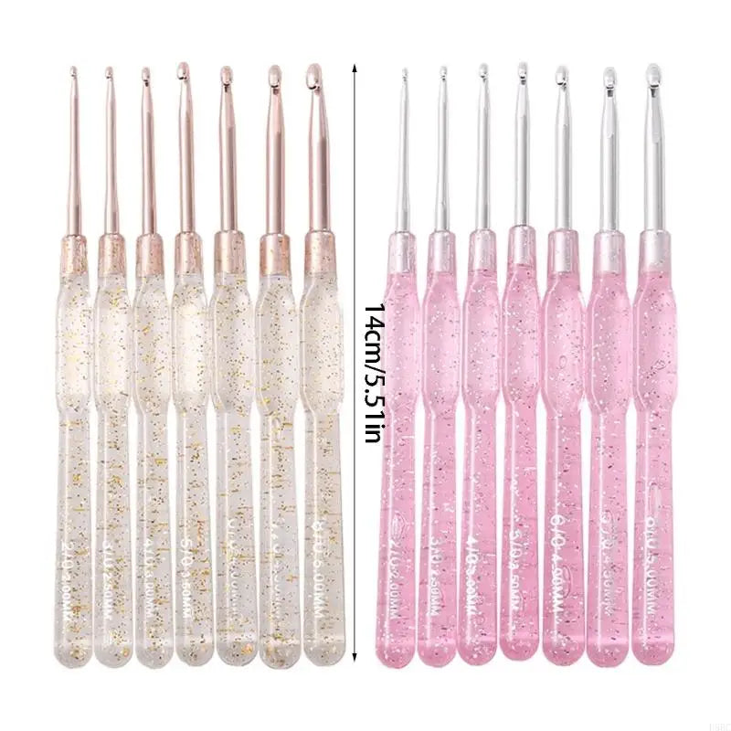 Knitting Tool Set Crochet Hook Pink Rubber Handle Multiple Gauges Storage for Crafting Needs Zpaxo