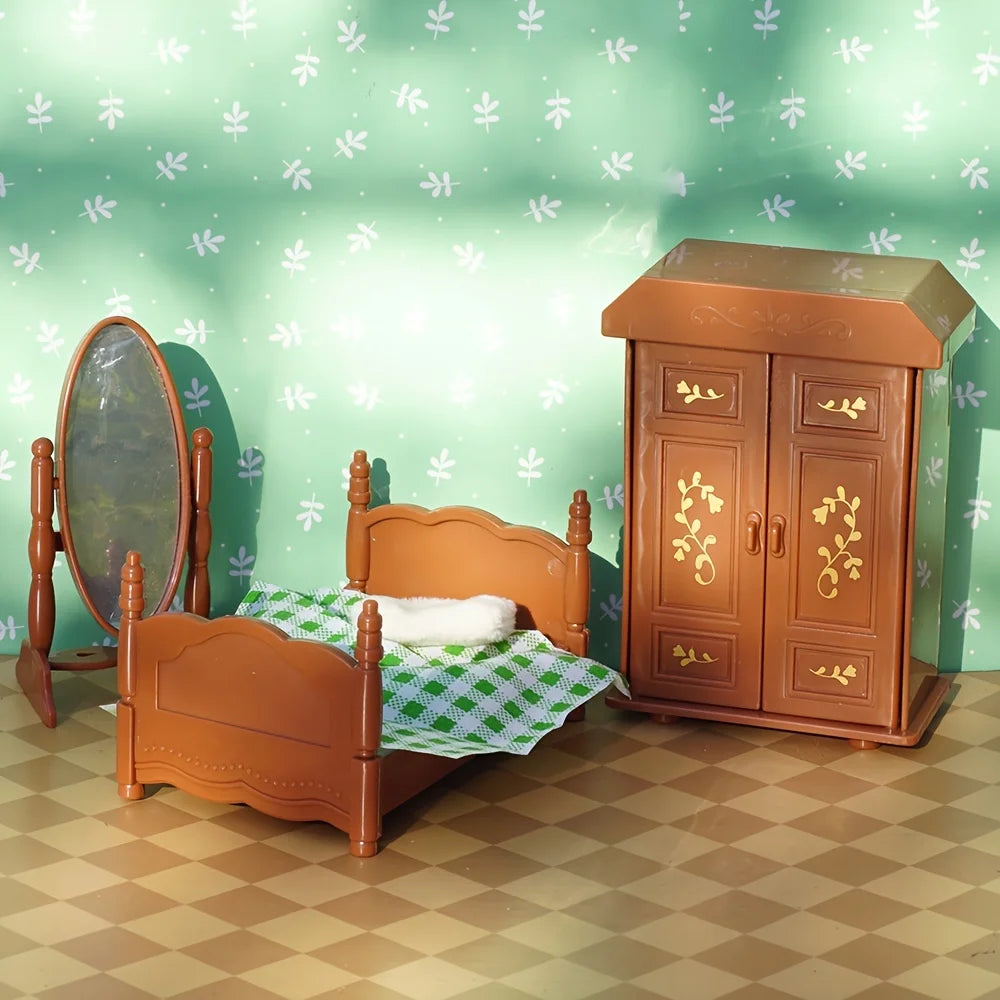Miniature Planting Scene Vintage Dressing Table Bedroom Dollhouses Zpaxo