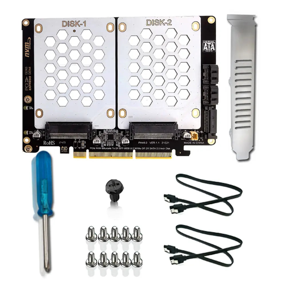 U 2 Dual-disk Adapter Card SATA Hard Drive PCIE4 0 Split U2 PCI E PCIe Zpaxo Black
