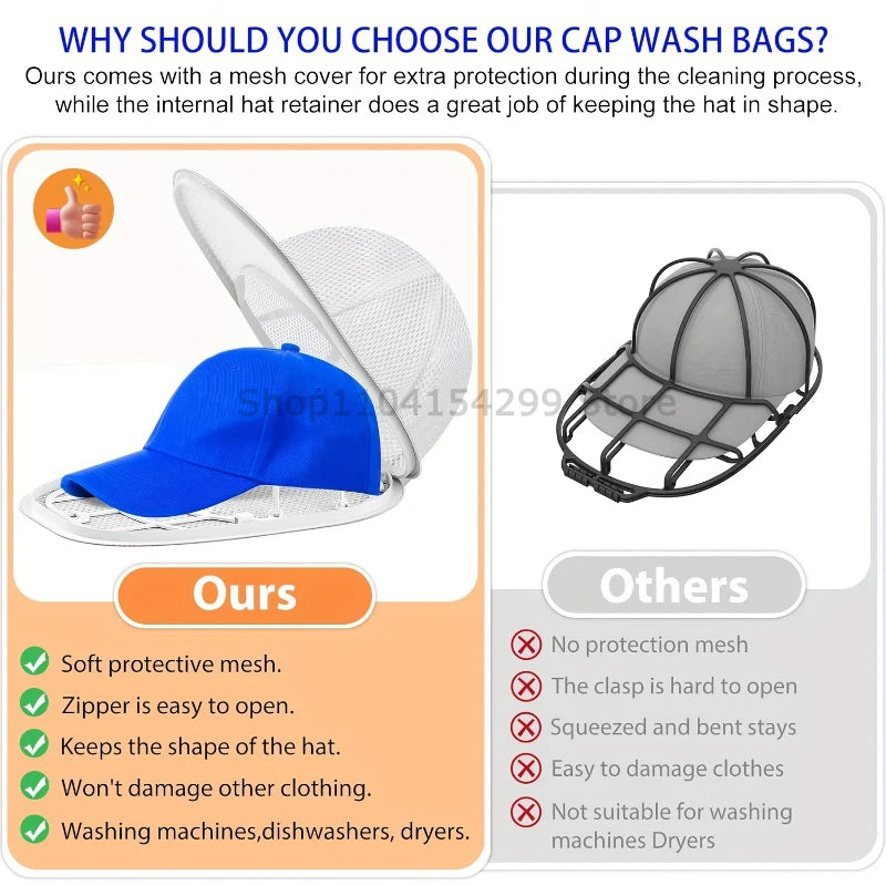 Washing Machine Hat Washing Protector Hat Cleaning Machine Washable Laundry Bag Anti-Deformation Secure Hat Storage Solution Zpaxo