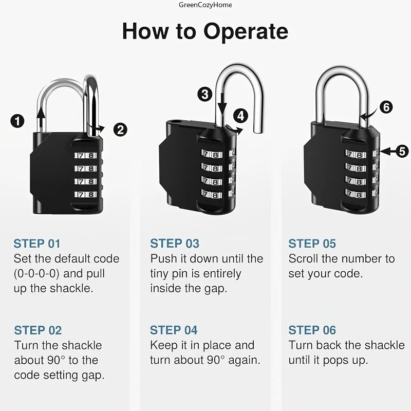 4-Digit Combination Lock Designed Securing Outdoor Items Such As Gym Zpaxo