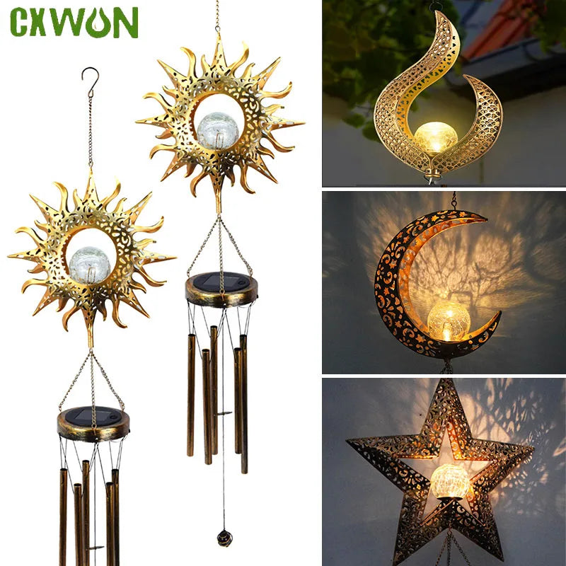 Solar Lights Outdoor Garden Decoration Hanging Aeolian Bells Zpaxo