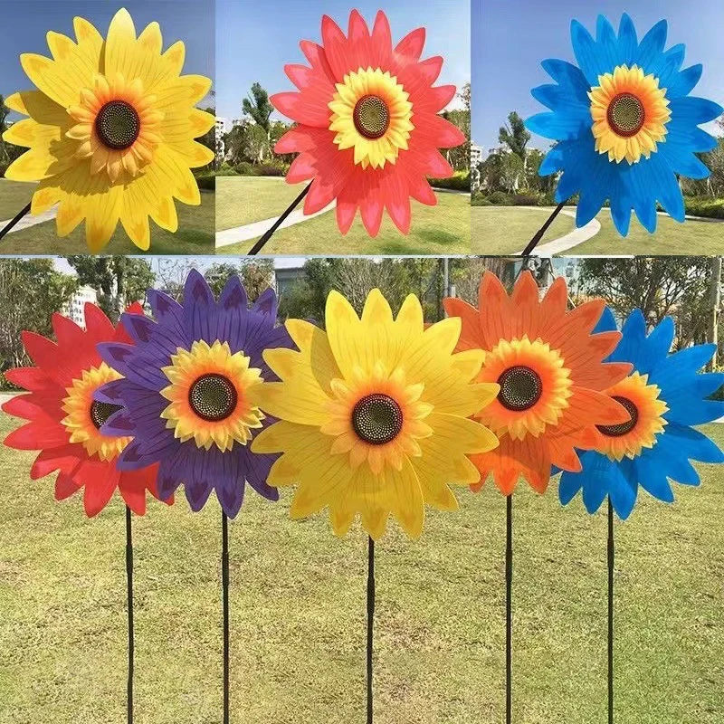 Sunflower Windmill Rotating Wind Spinner Stake Standing Lawn Flower Zpaxo
