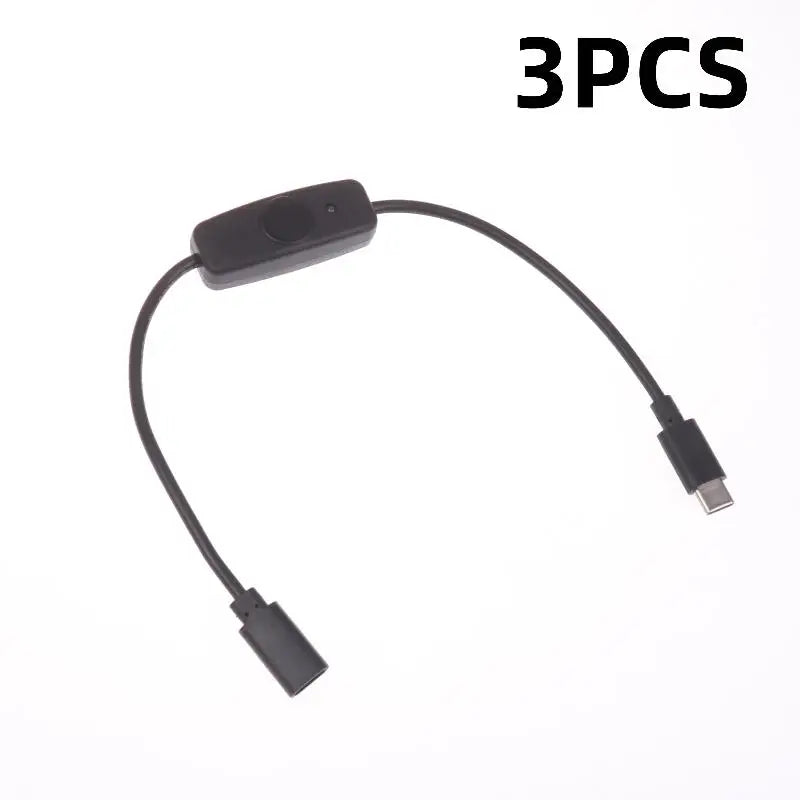 1 USB-C C Power Supply Cord 5V2A Short USB Extension Cable Off Switch Zpaxo Black straight 3pcs