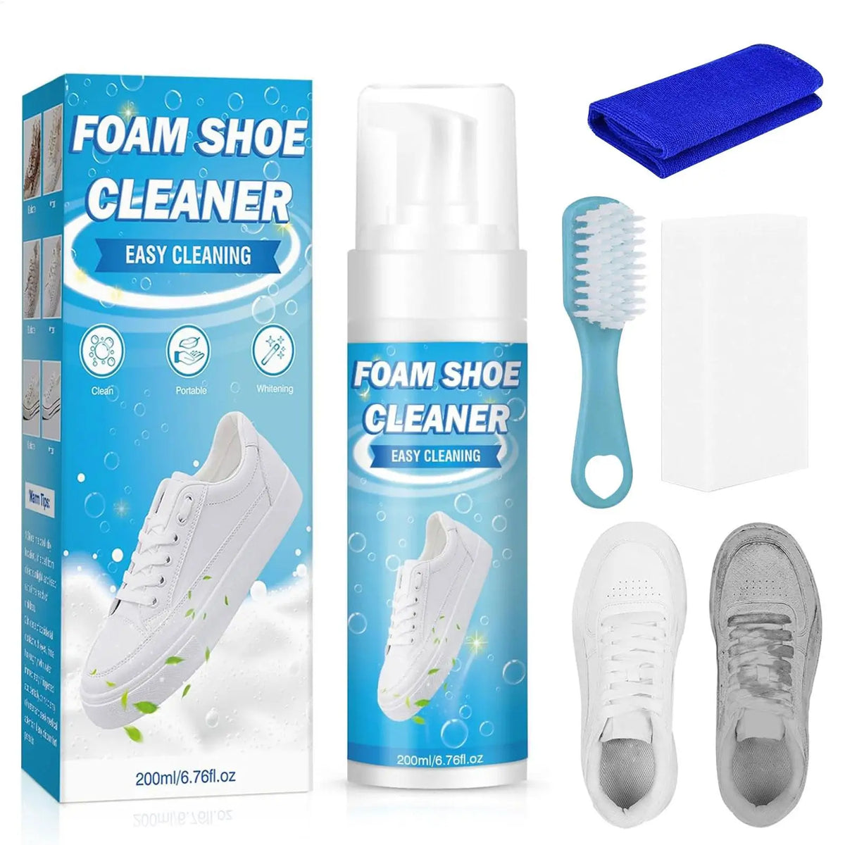 White Shoe Cleaner Foam Stain Remover Sneaker Cleaning Towel No Wash Zpaxo