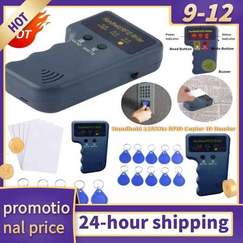 Handheld RFID ID EM4100 Card Copier 125khz Reader Writer Programmer Zpaxo