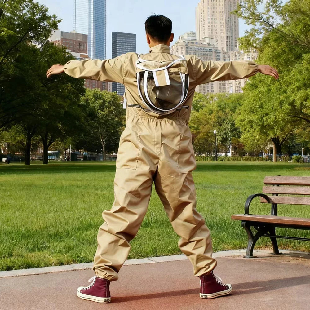 Beekeeping Suit Khaki Beekeeper Clothing Equipment Honeybee Overalls Zpaxo M(150-165cm)