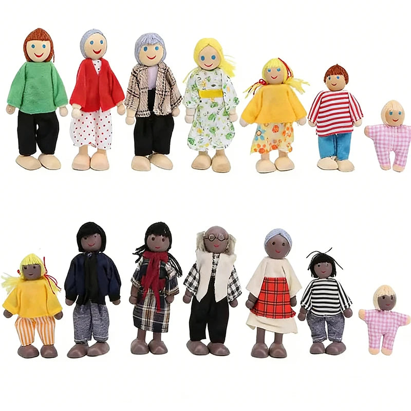 Wooden Dollhouse Dolls Flexible Mini People Figures Doll House Zpaxo