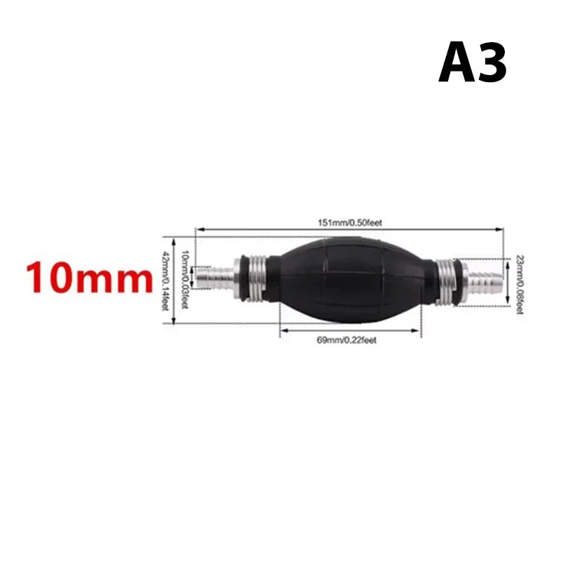 Manual Fuel Transfer Pump Rubber Aluminum Hand Primer Bulb Diesel Zpaxo 10mm