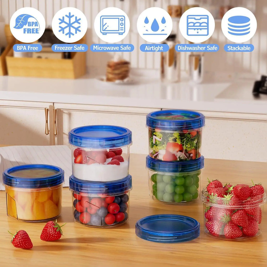 Freezer Containers Airtight Lids Stackable Round Food Storage Zpaxo