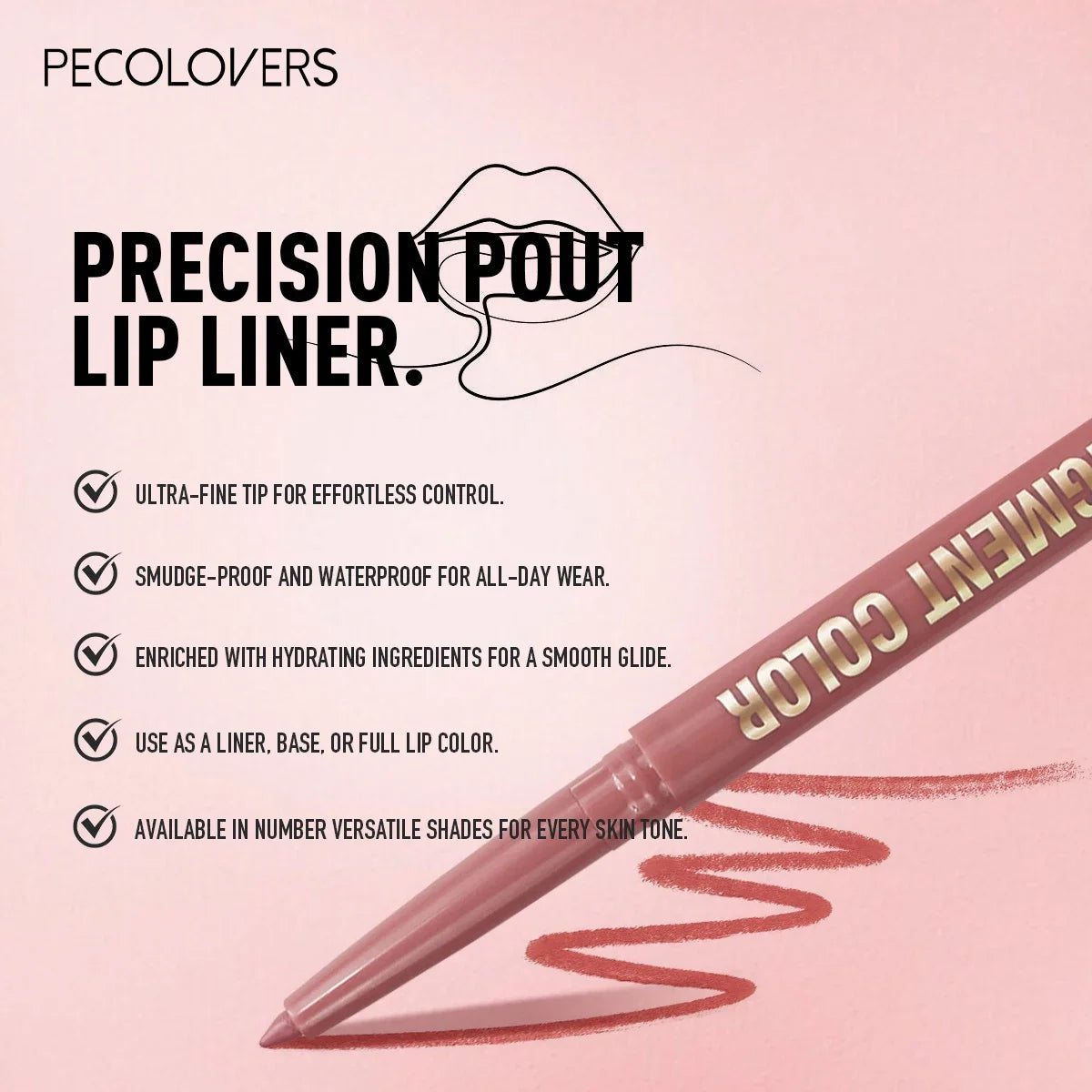 1PC Matte Lip Liner - Long-lasting, Waterproof, Easy To Glide, Moisturizing Formula for All Skin Types, Lip Makeup Zpaxo