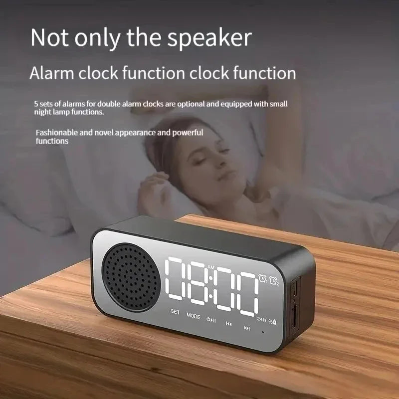 Bluetooth Wireless Audio Office Alarm Clock Mini LED Mirror Digital Zpaxo