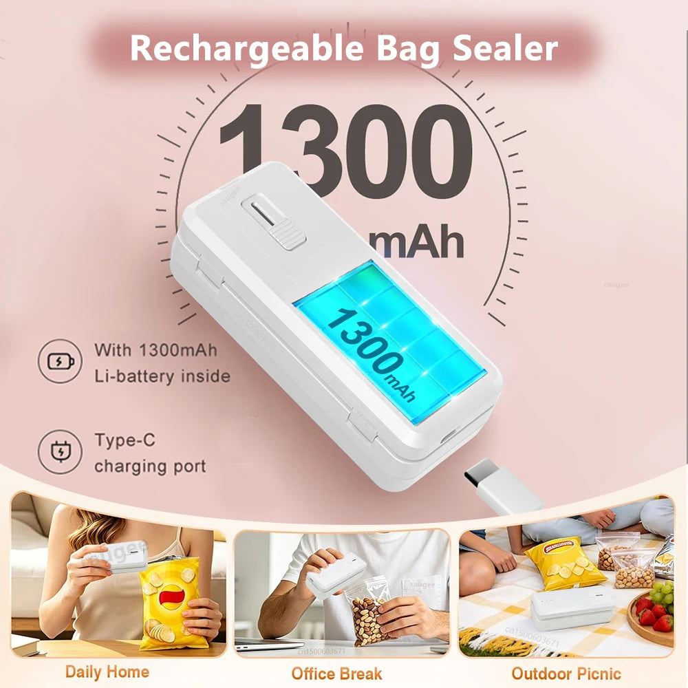 Plastic Bag Sealer Mini Heat Sealing Machine Rechargeable Handheld Zpaxo