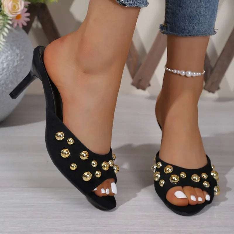 Solid Women's Vintage Comfortable Casual Thin Heel Slippers Summer Zpaxo