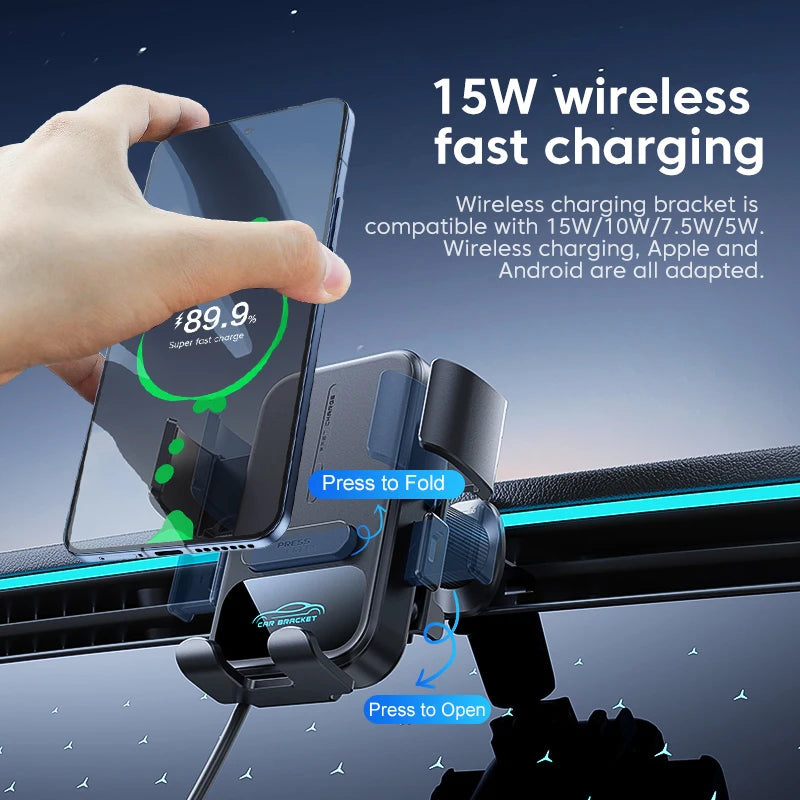 UYUXIO Wireless Car Charger Fast Charging Manual Clamping Air Vent Zpaxo