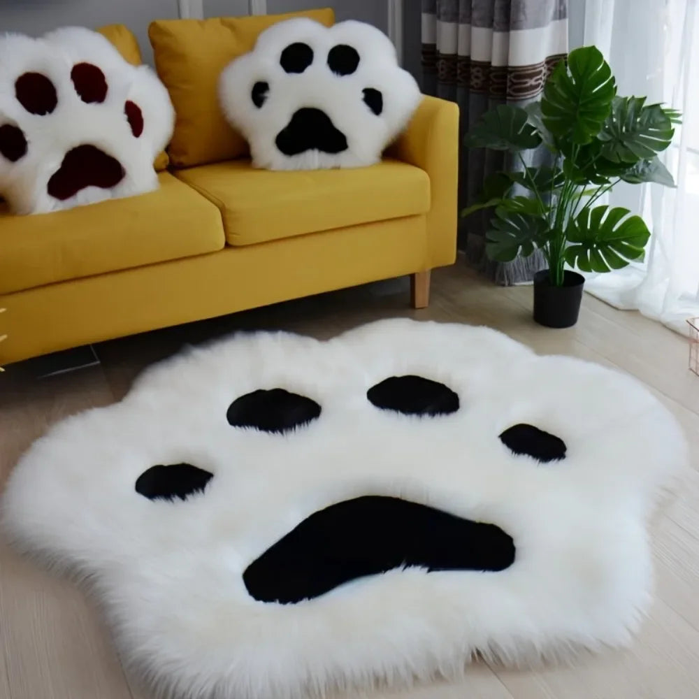 Cute Cat Paw Design Carpet Soft Long Plush Decorative Floor Mat Zpaxo