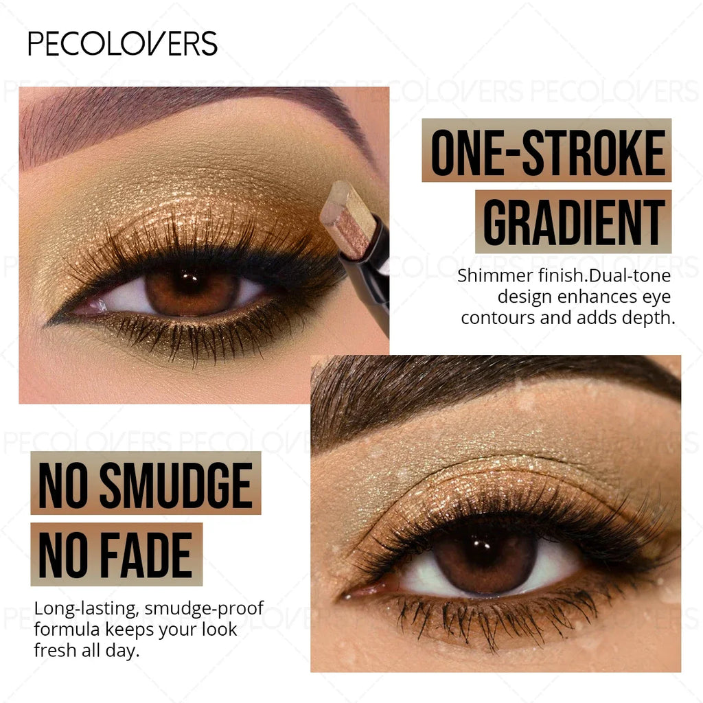 Glitter Double Color Eyeshadow Stick Metallic Gradient Waterproof Two Tone Long Lasting Shimmer Shadow Pen 2 in 1 Eye Makeup Zpaxo