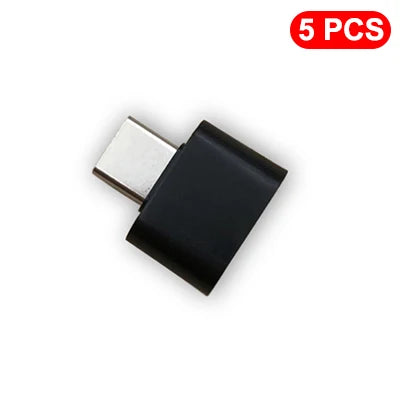 1/5Pcs USB To Type C Adapter 3.0 Male OTG Female For Mobile Phone Tablet OTG Connector Accessories Mobile Adapter Set Small Size Zpaxo 5PCS-Black