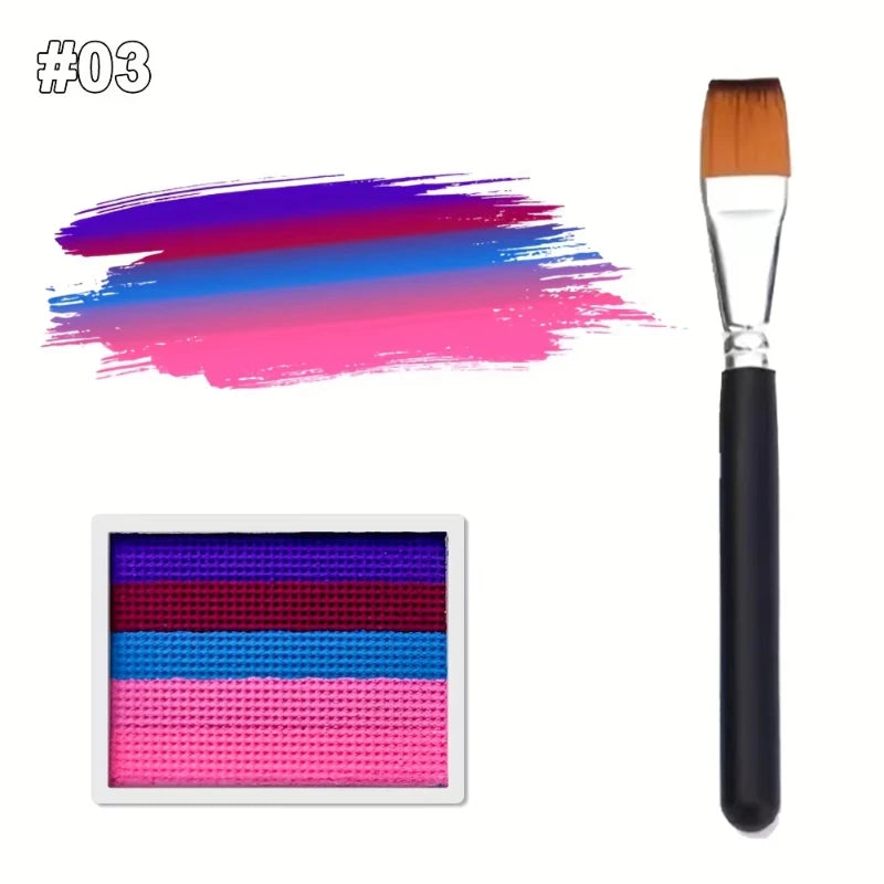 Face Body Painting Makeup Brush Rainbow Split Cake Water Activated Zpaxo 03