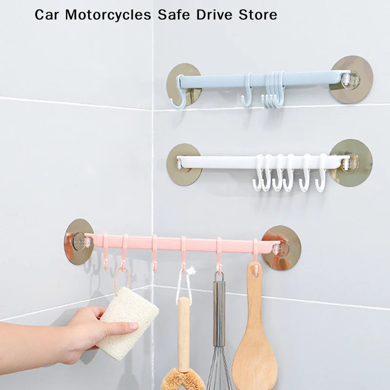 CM1pc Blue White Pink Suction Cup Hook 6 Rows Kitchen Bathroom Corner Zpaxo