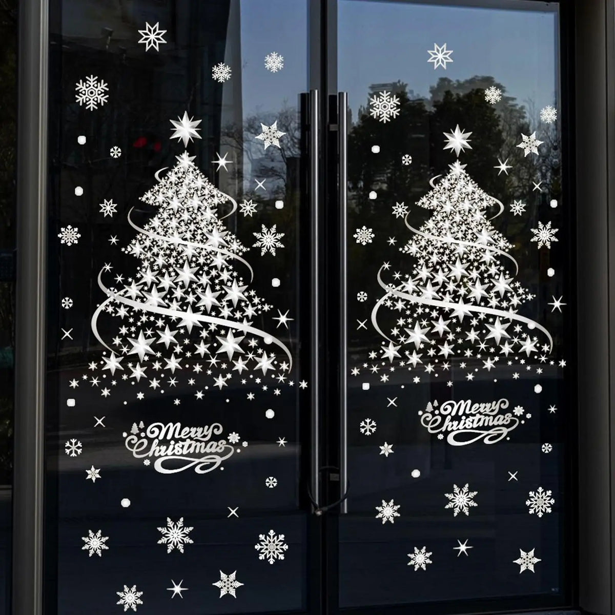 Christmas Window Decals 2 Sheets Reusable Static Clings Tree Seasonal Zpaxo
