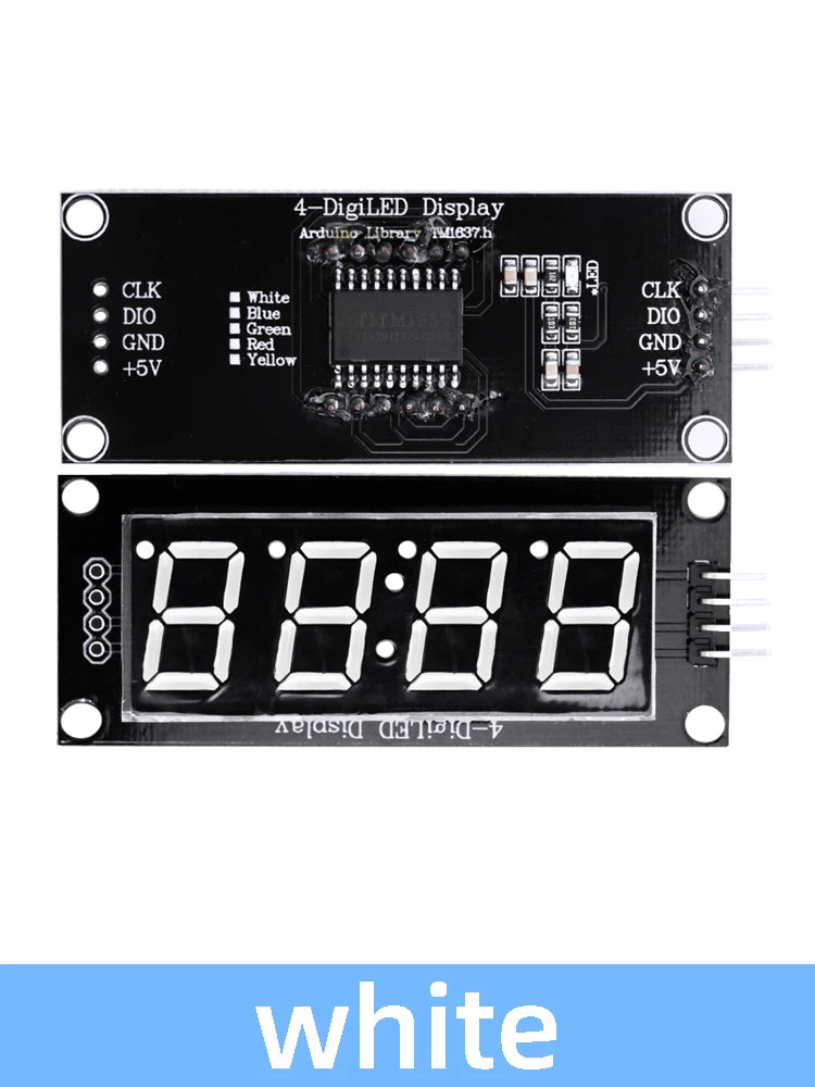 TM1637 LED Display Module 4 Digit Time Indicator Tube 7 Segment Zpaxo white