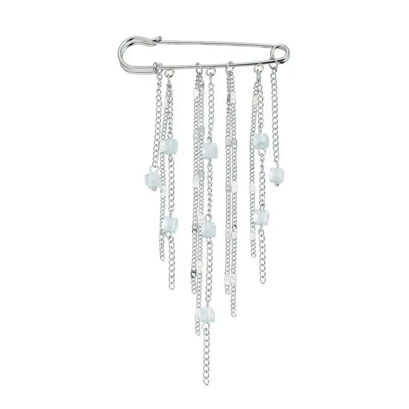 Unique Women's Pearl Chain Tassel Brooch Perfect Accessory Clothing Zpaxo A3