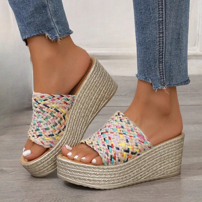 2025 Wedges Slippers Women Platform Sandals Woman Summer Round Head Zpaxo