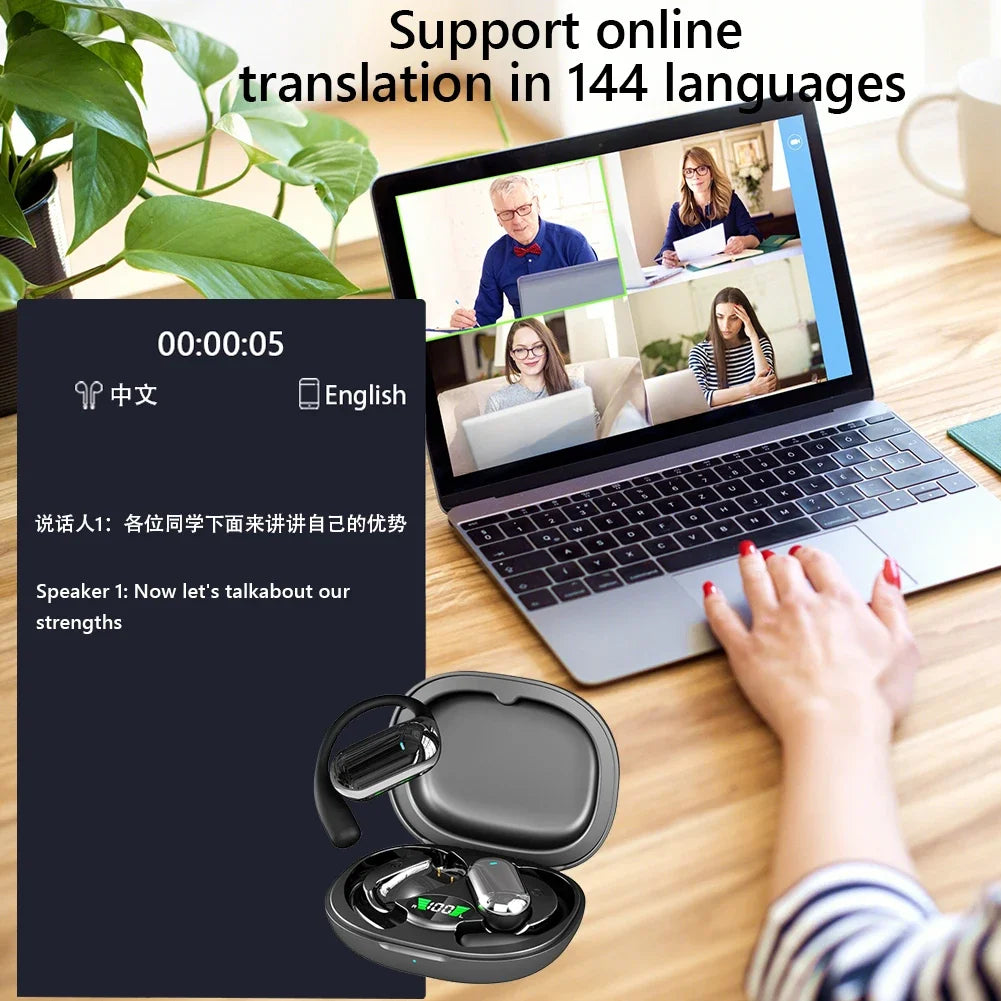 AI Translator Earbuds Real-time Voice 144 Languages Instant Zpaxo