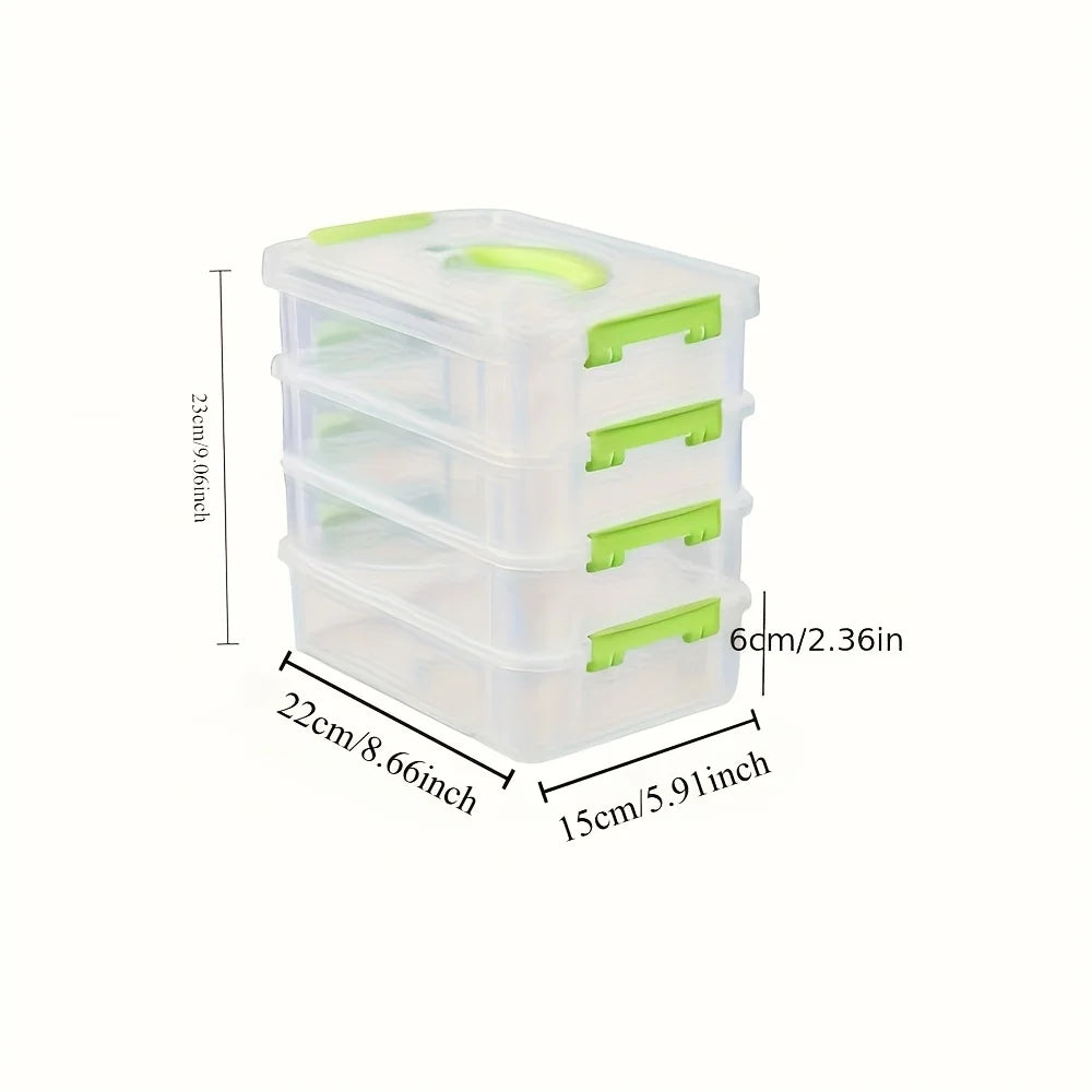 4-layer Transparent Plastic Storage Box Cover Partitioned Drawer Zpaxo