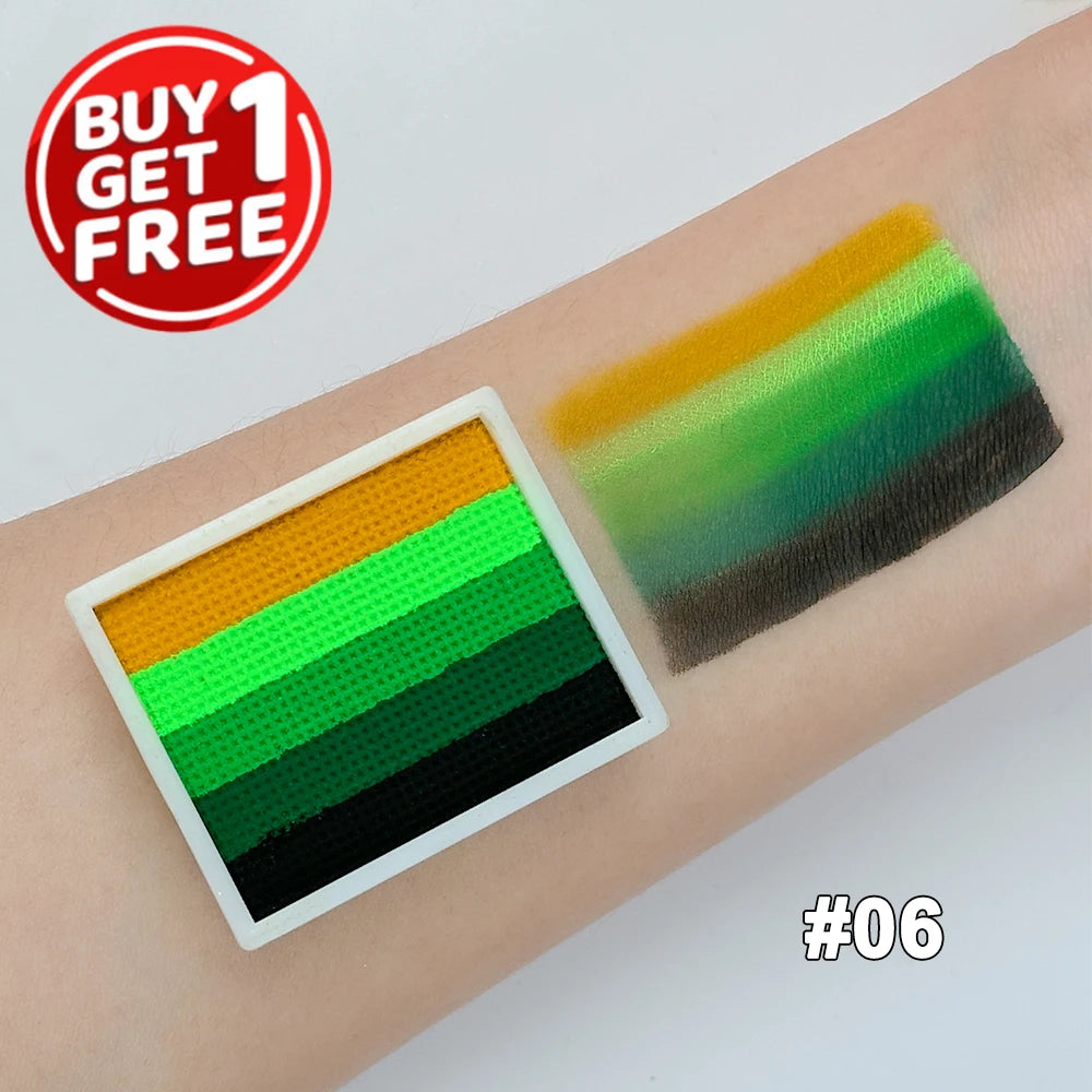 2pcs Rainbow Face & Body Paint,8g Split Cake Non-Toxic Paint Makeup Palette-Vibrant Mixed Colors For Festivals,Butterfly Makeup Zpaxo 06