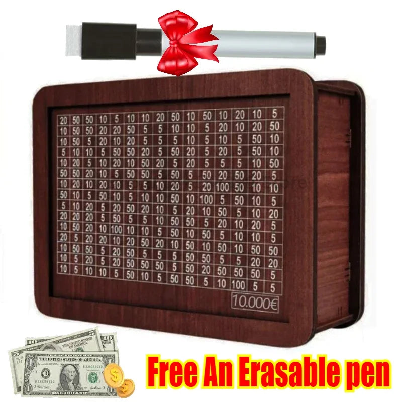 1000/3000/5000/10000 Euro Money Box Wooden Piggy Bank Reusable Money Vault Savings Box Challenge Cash Storage Case Children Zpaxo EUR 10000